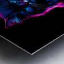 A vibrant neon-illuminated depiction of a cat. The cat has a dark Metal print