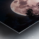 A forest filled with vibrant flowers and lush greenery all lit by the soft glow of the moon.  Metal print