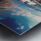 Tranquil coastal scene A tall palm tree stands prominently on the beach Metal print