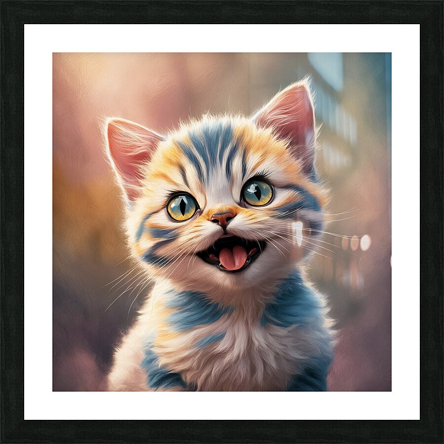 Cute drawing of strangely cute kittens Picture Frame print