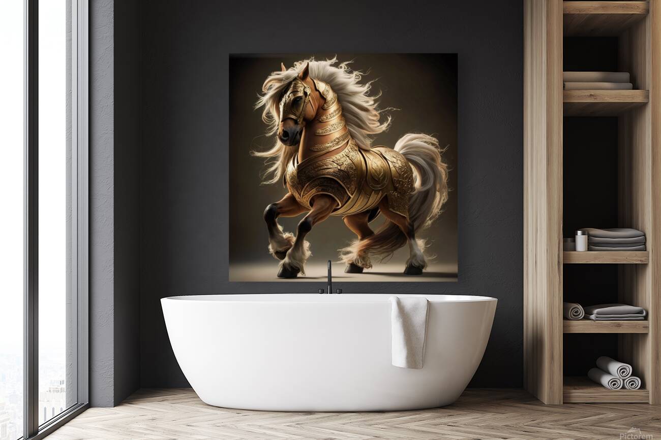 High resolution drawing of a majestic horse with a white mane Reproduction