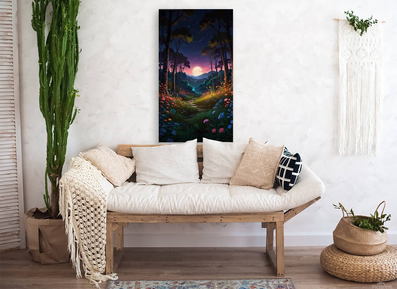 A forest full of vibrant flowers and lush greenery Reproduction