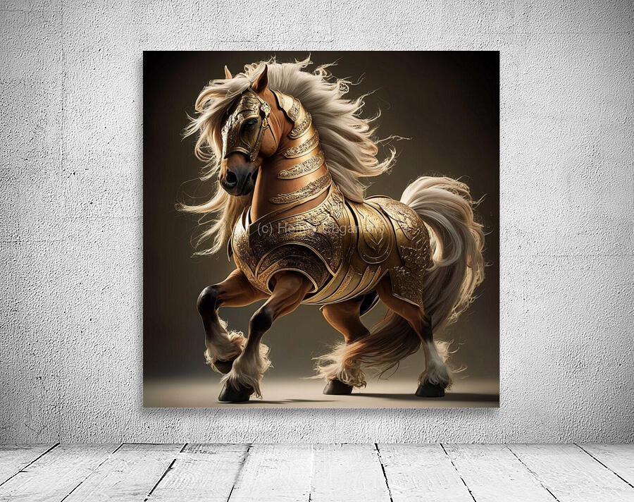 High resolution drawing of a majestic horse with a white mane Wall Preview