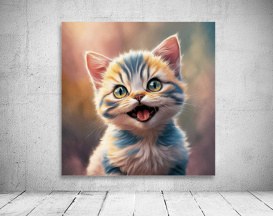 Cute drawing of strangely cute kittens Wall Preview