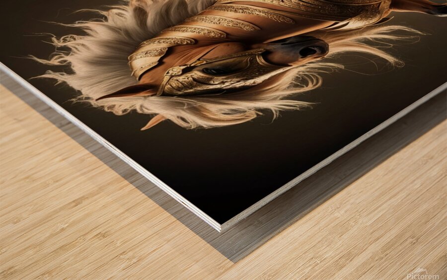 High resolution drawing of a majestic horse with a white mane Wood print