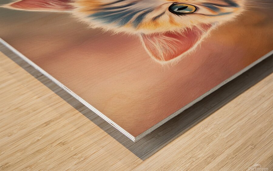 Cute drawing of strangely cute kittens Wood print