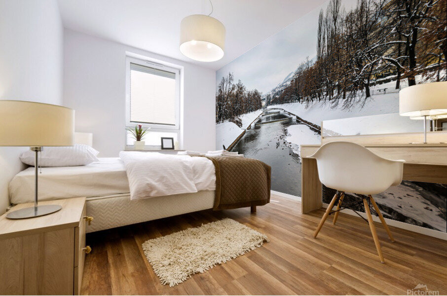 Miljacka river in winter Mural print