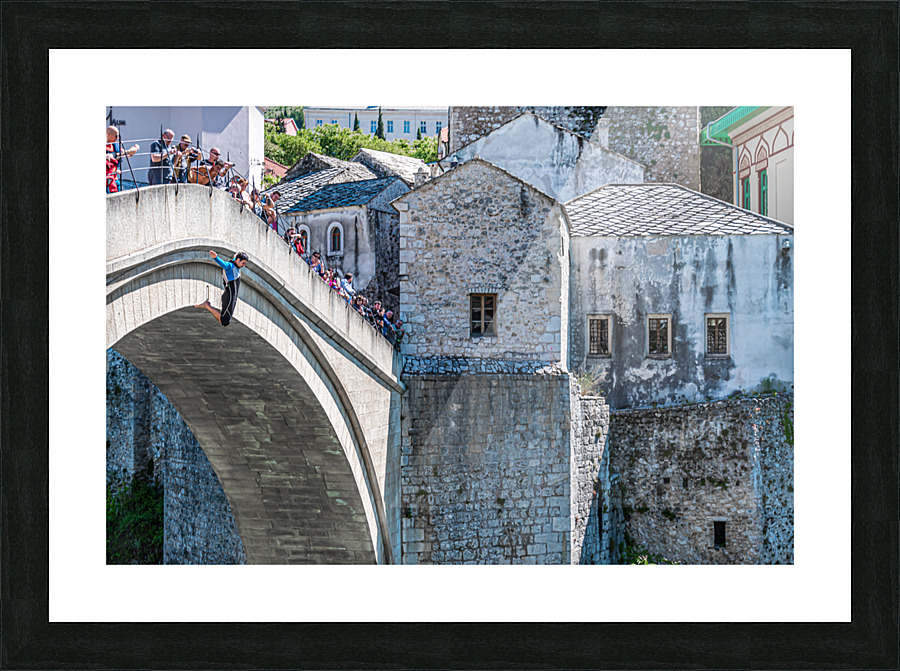 Jump from Old Bridge  Picture Frame print