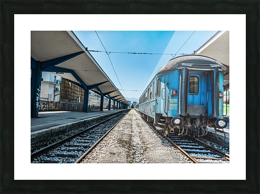 Blue train station Picture Frame print
