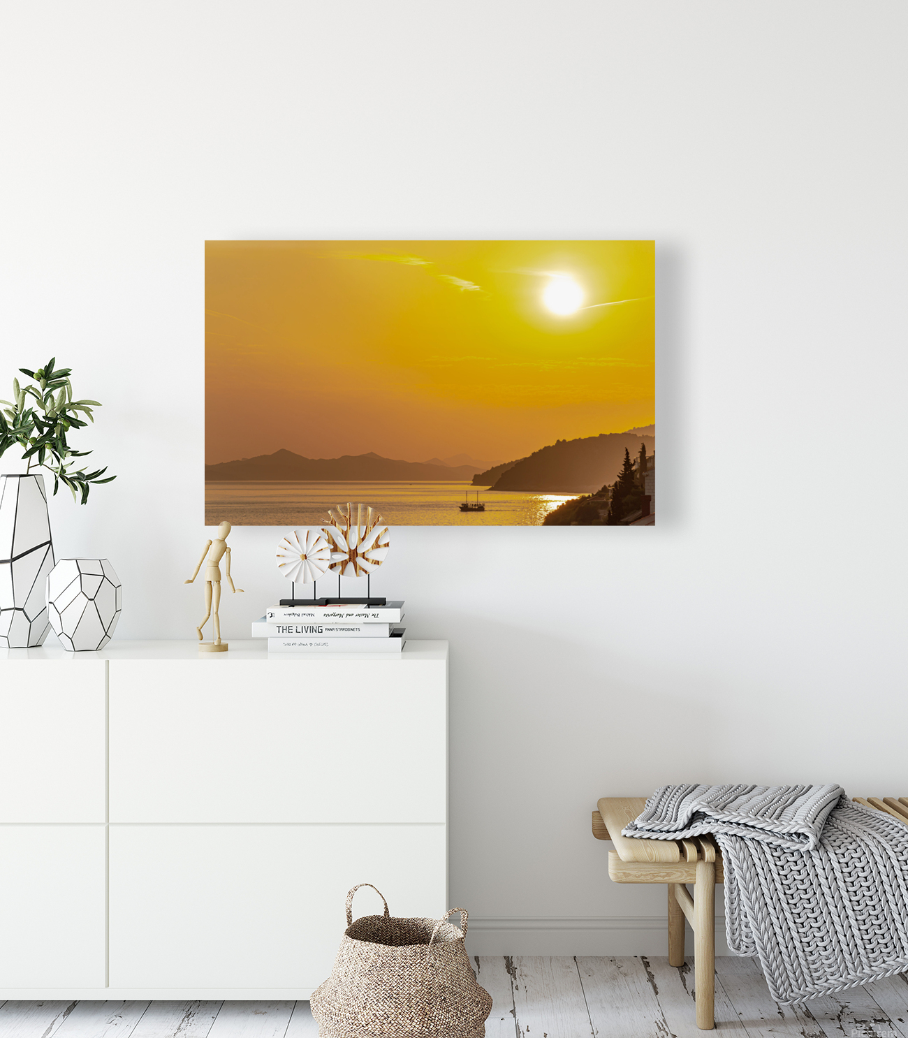Sunset over coastline Reproduction