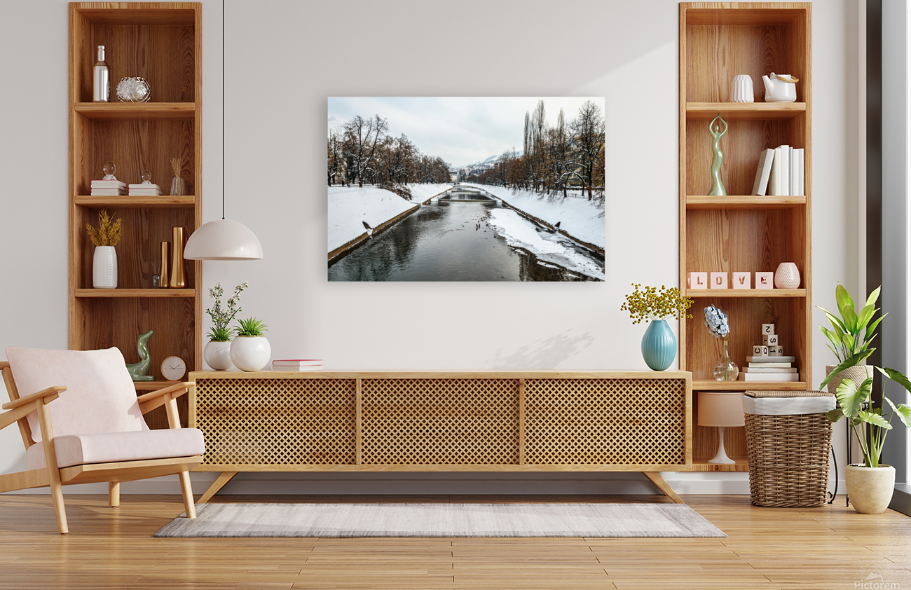 Miljacka river in winter Reproduction