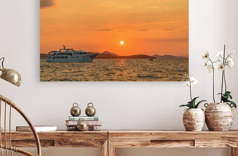 Ship sailing at sunset by Vedad Ceric