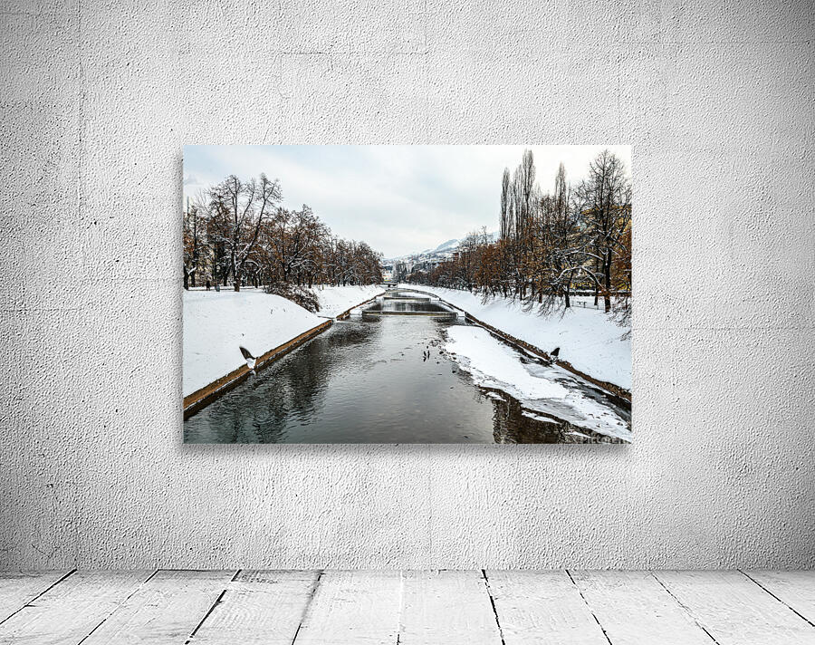 Miljacka river in winter Wall Preview