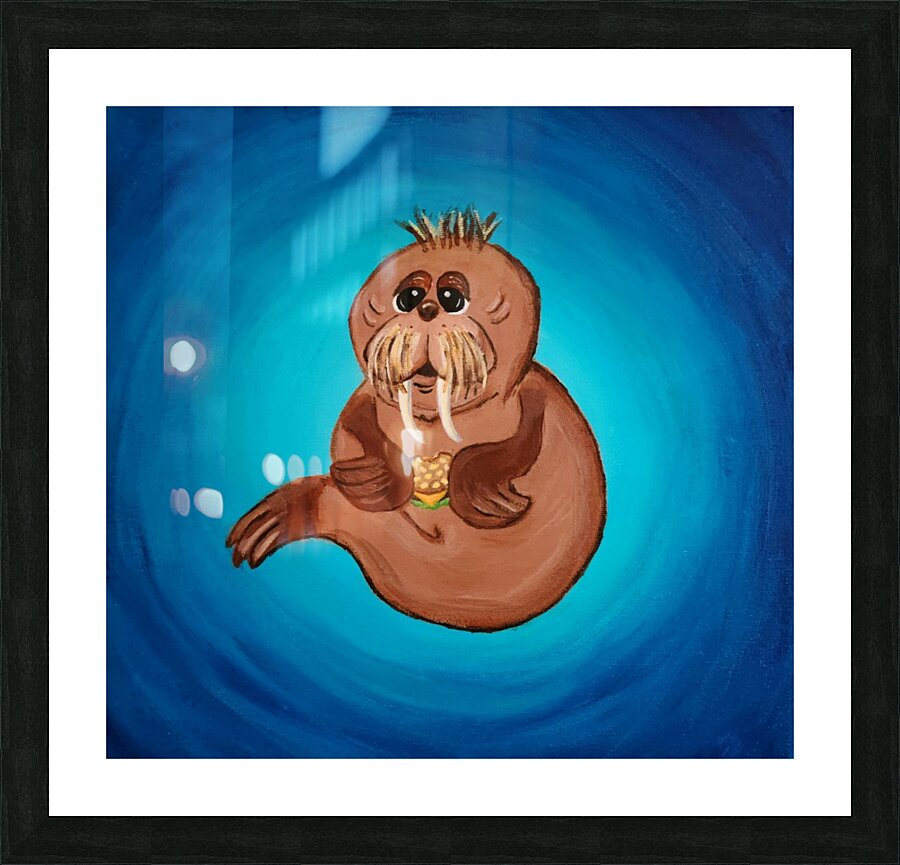 Cheeseburger Walrus Picture Frame print