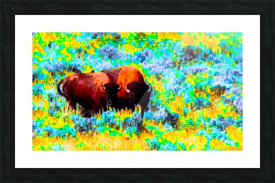 Sage Bison Picture Frame print