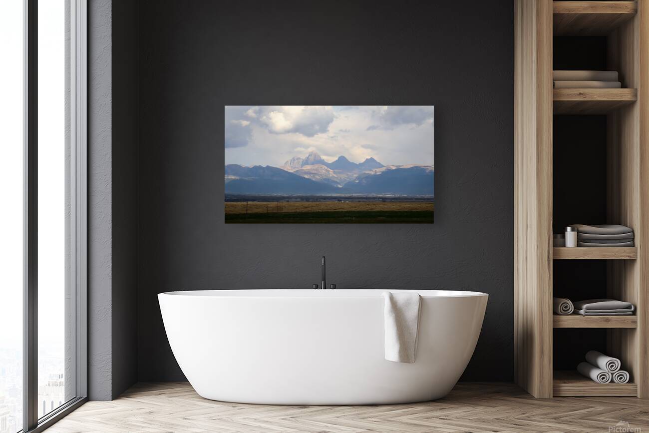 Tetons in clouds Reproduction