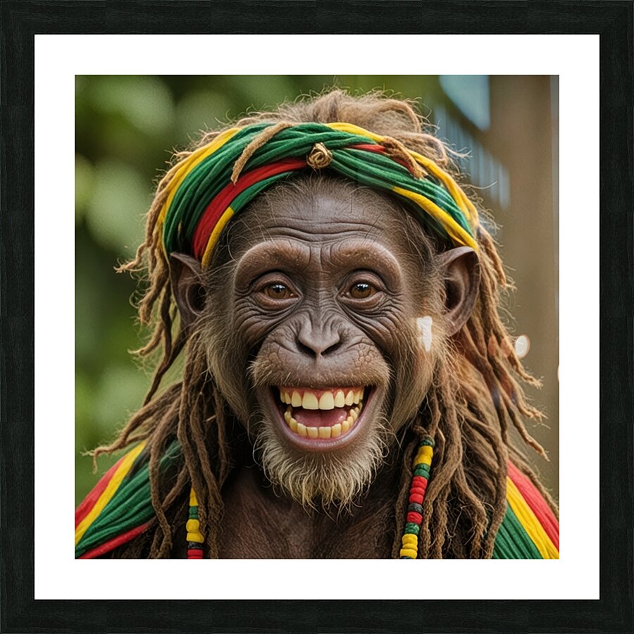 Rasta Monkey Picture Frame print