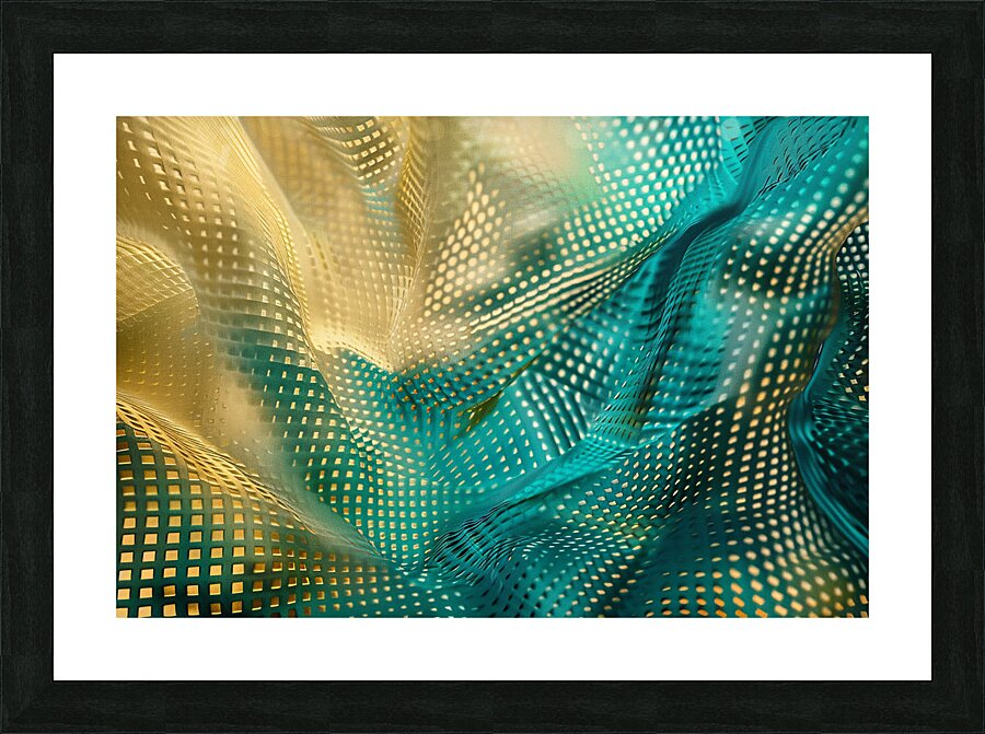 Abstract fractal background with golden and blue pattern Picture Frame print