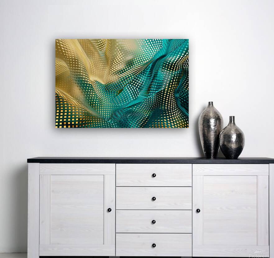 Abstract fractal background with golden and blue pattern Reproduction