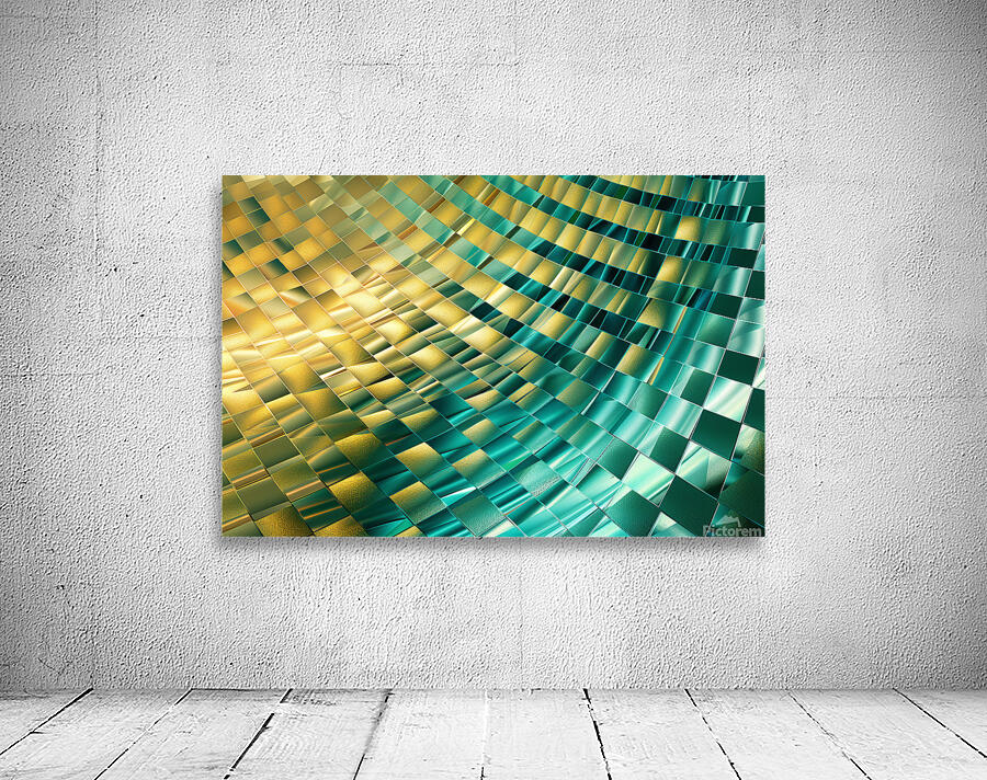 Abstract fractal background with golden and blue pattern Wall Preview