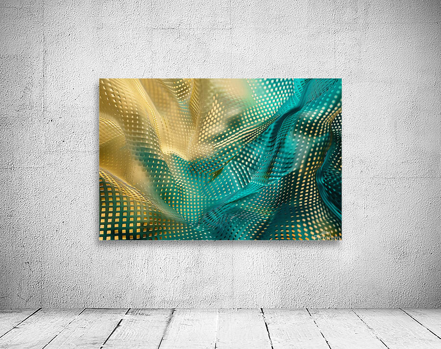 Abstract fractal background with golden and blue pattern Wall Preview