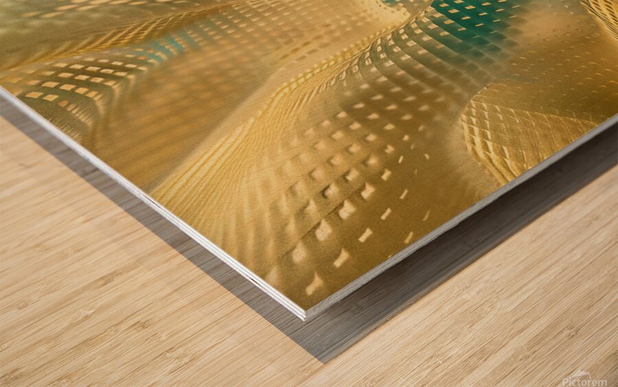 Abstract fractal background with golden and blue pattern Wood print