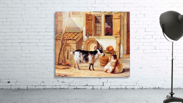 Goats in a yard Wall Preview