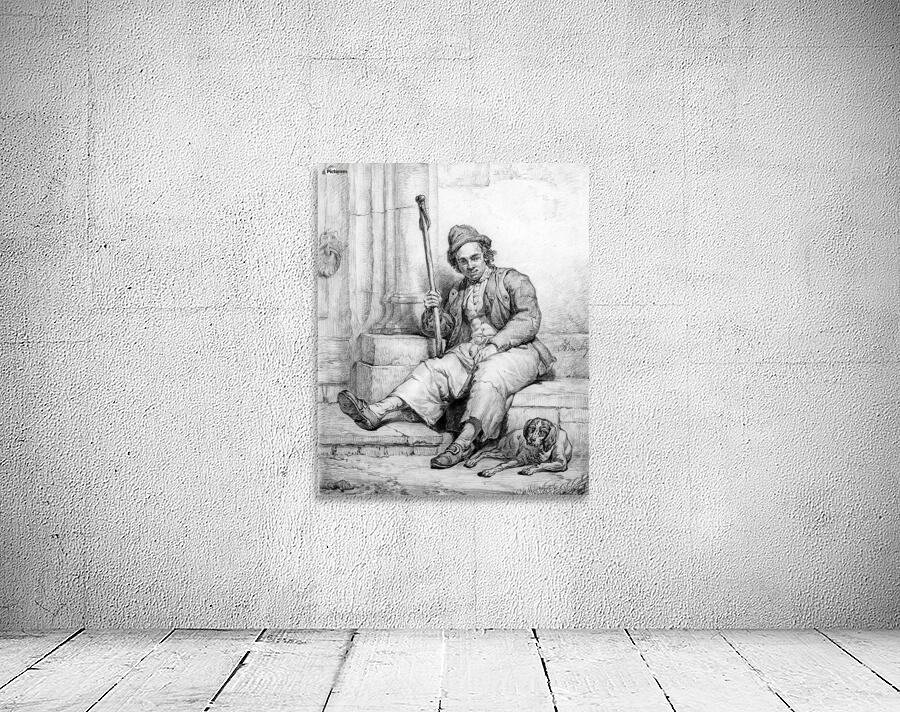 Sitting man with dog Wall Preview