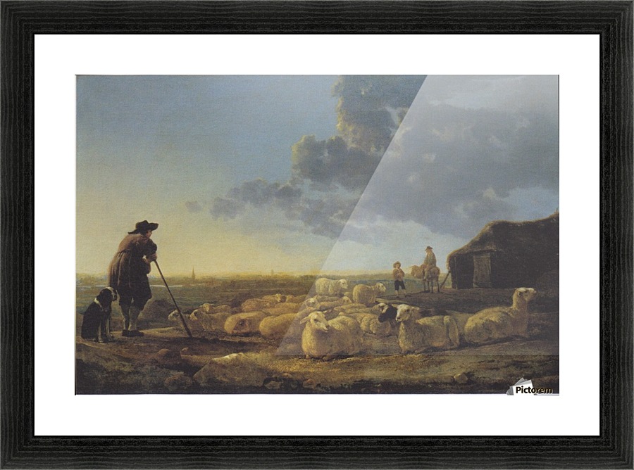 Schafherde auf der Weide Picture Frame print
