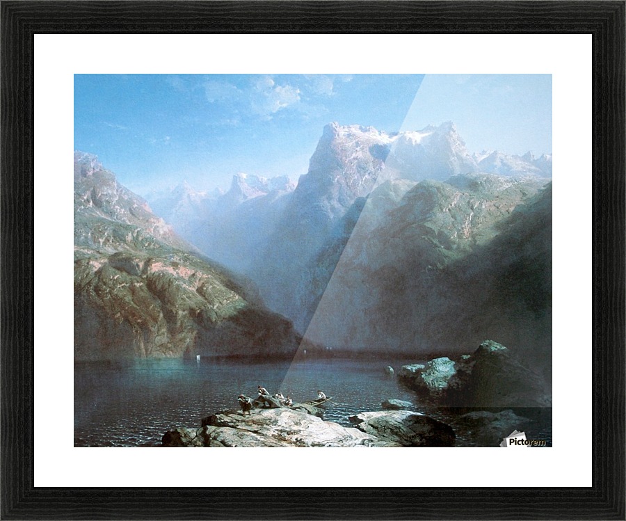 Lake between the cliffs Picture Frame print