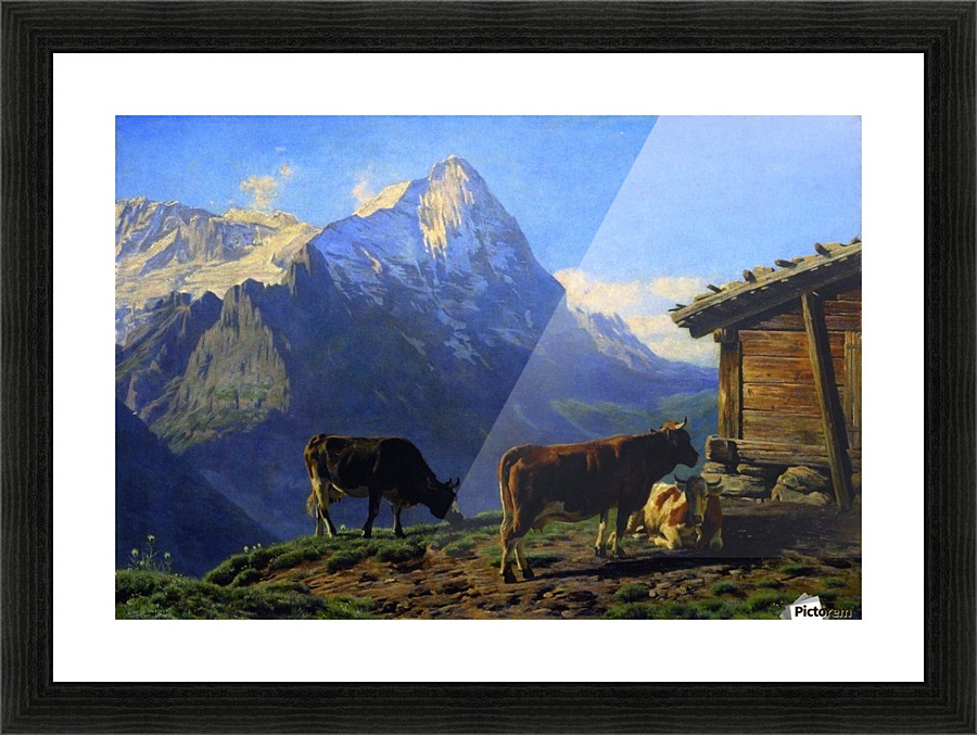 Landscape with cows Picture Frame print