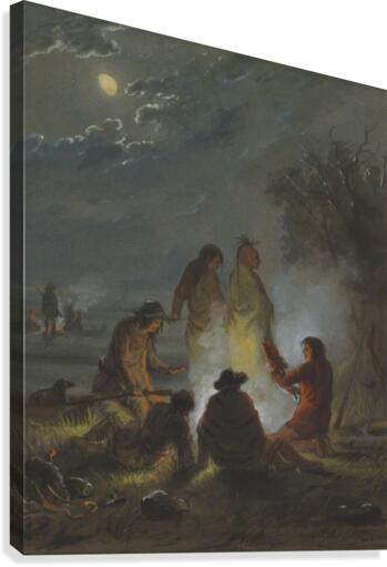Camp Fire, Preparing the Evening Meal Canvas Print