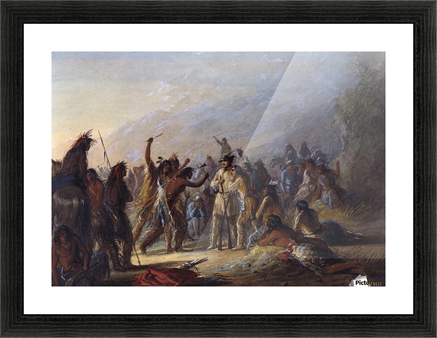 Attack by Crow Indians Picture Frame print