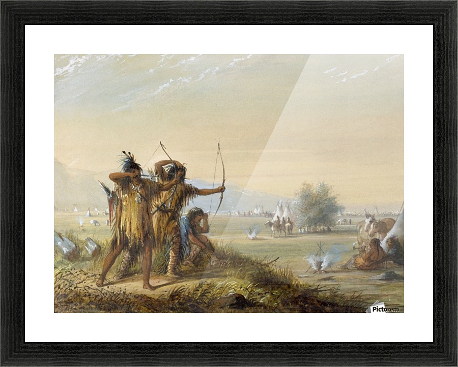 Snake Indians testing bows Picture Frame print