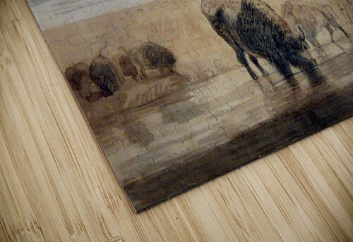 Buffalo watering Alfred Jacob Miller puzzle