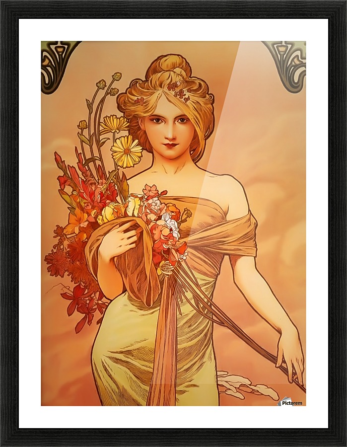 Lady with flowers Picture Frame print