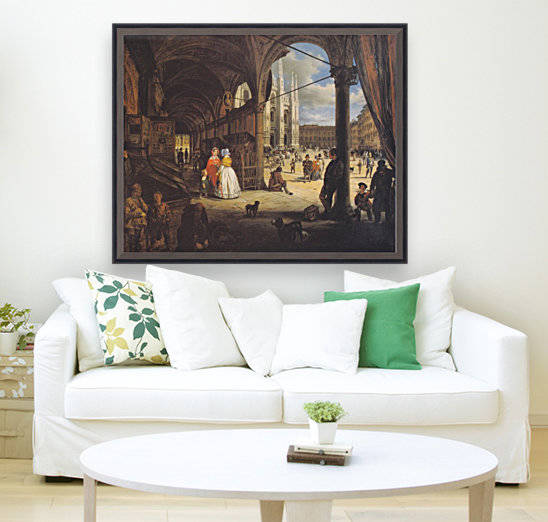Veduta della piazza del Duomo dal Coperto dei Figini by Angelo Inganni