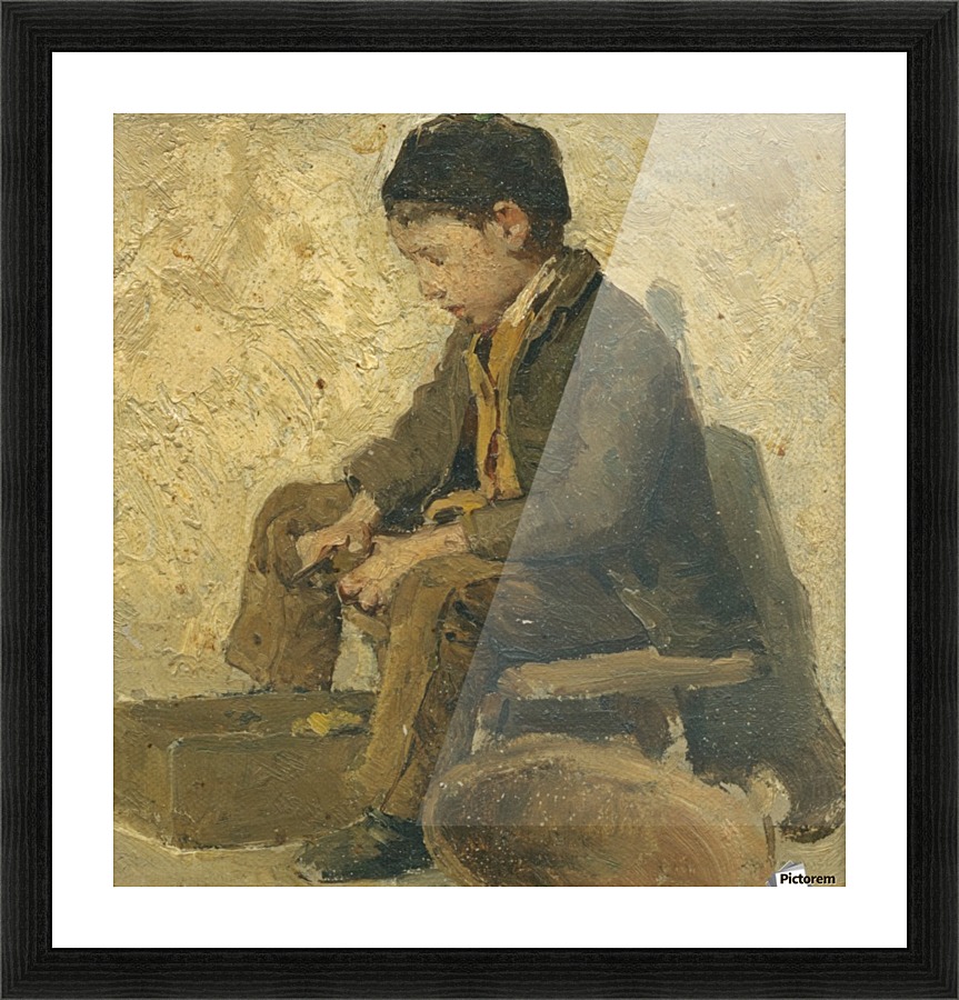 A young boy working Picture Frame print