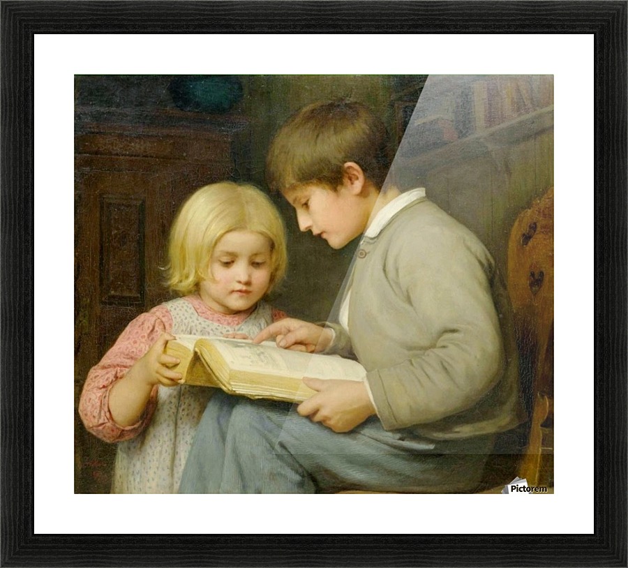 Two brothes reading Picture Frame print