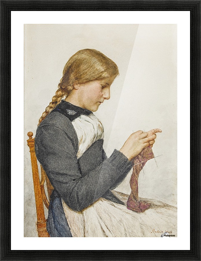 Strickendes Madchen Picture Frame print