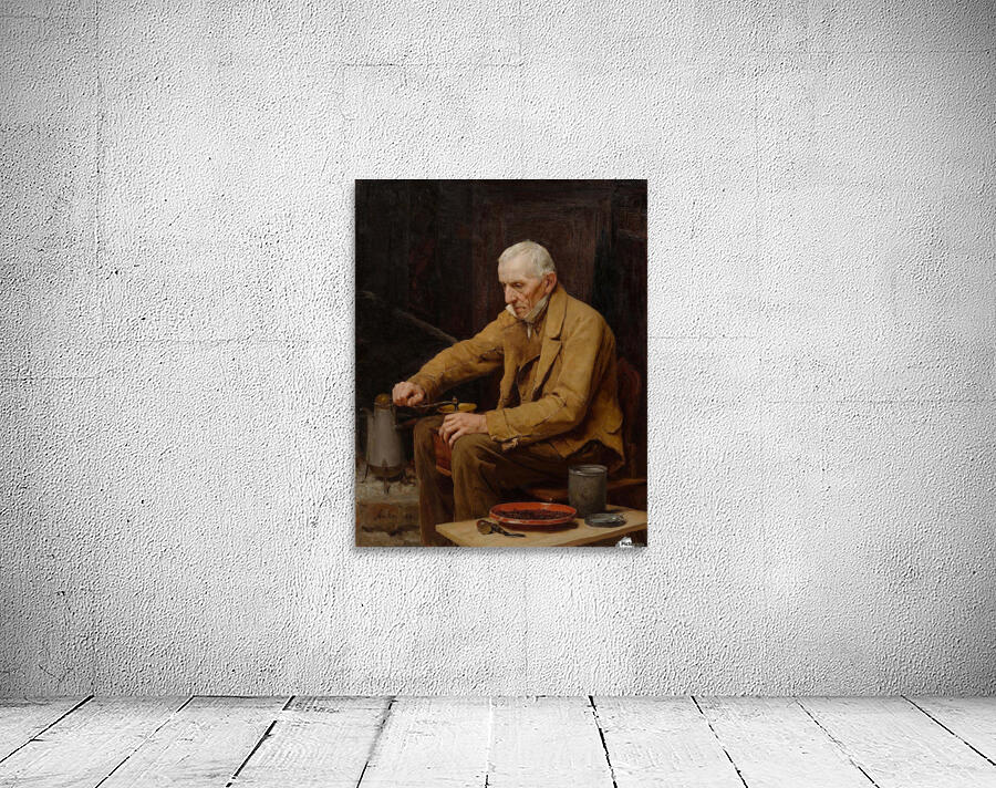 An old man making coffee Wall Preview