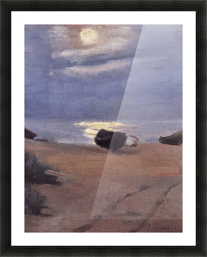 Boats in the moonlight on South Beach Picture Frame print