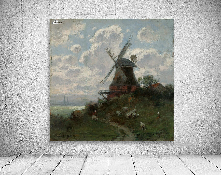 Windmill on cloudy day Wall Preview