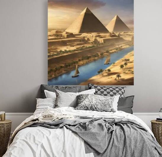 The pyramids of the giza spanning the River Nil by elqamash