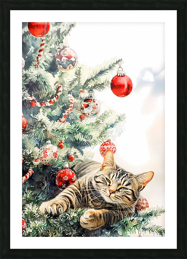 Christmas kitty Picture Frame print
