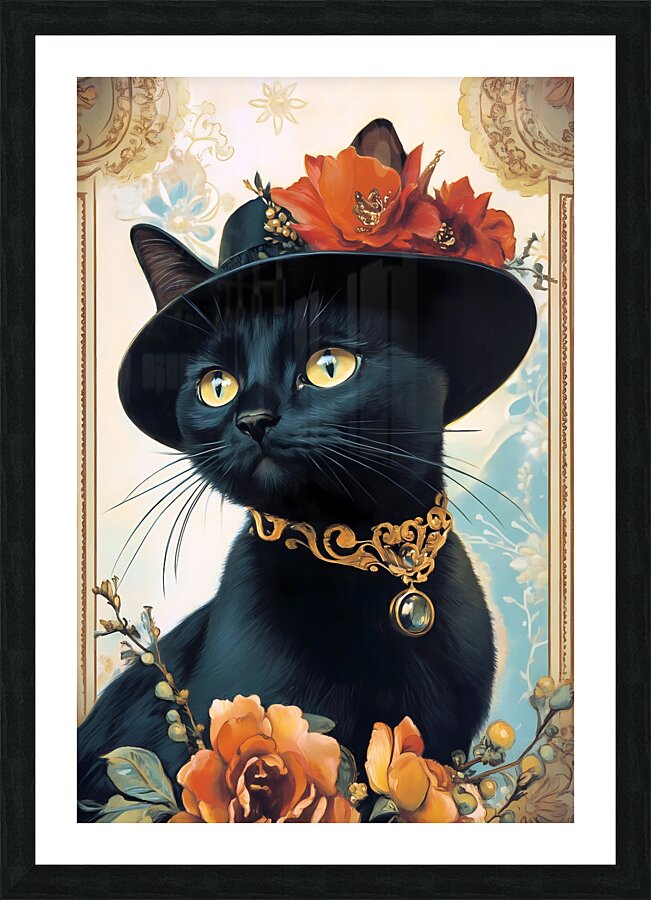 Madam black cat Picture Frame print