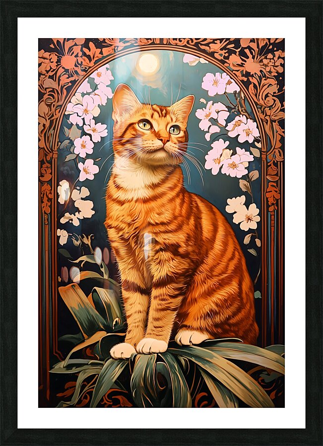 Blossem red cat Picture Frame print