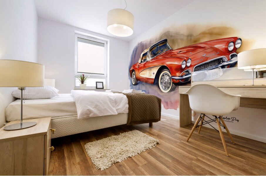 1952 Corvette C2 3 Mural print