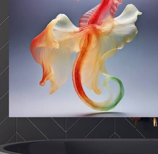 Colorful transparent seahorse against gradient background by Vladimir Kim