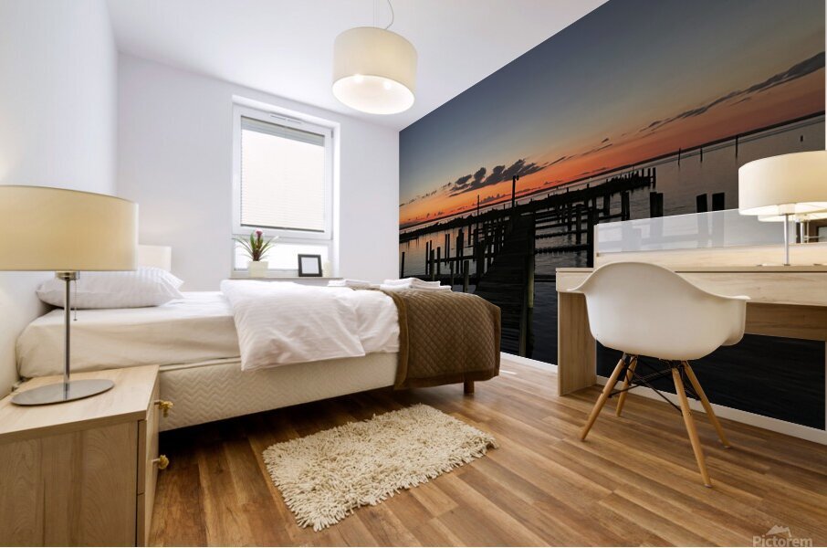 Dock At Sunset Mural print